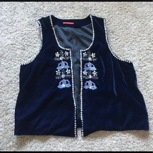 chelsea & violet | blue velvet embellished vest
